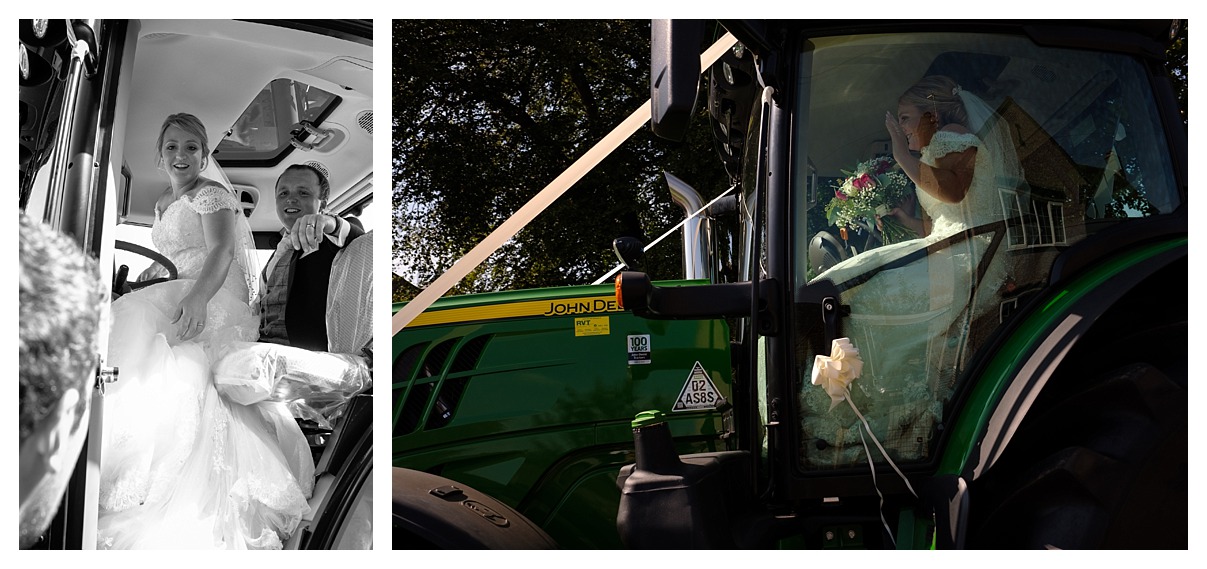 Ringwood Hall wedding with a tractor